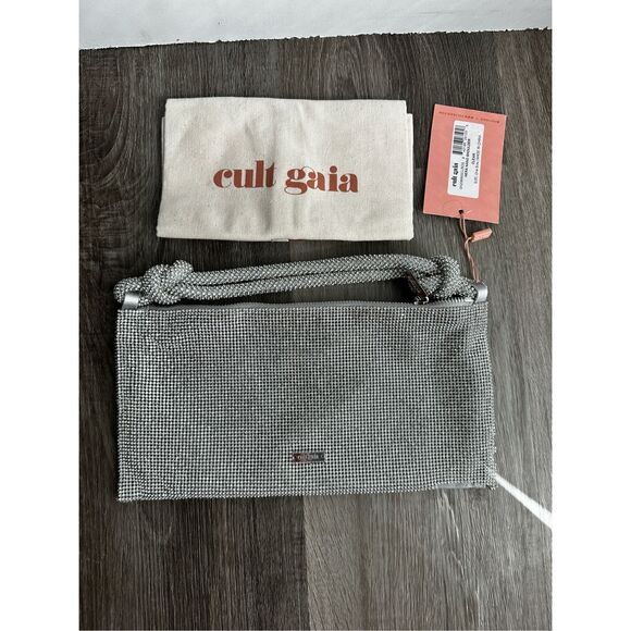 CULT GAIA Hera nano crystal-embellished knotted satin shoulder bag $440 - Picture 12 of 13